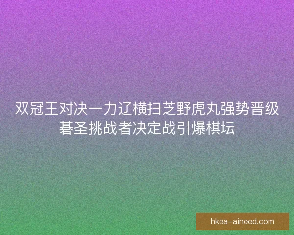 双冠王对决一力辽横扫芝野虎丸强势晋级碁圣挑战者决定战引爆棋坛